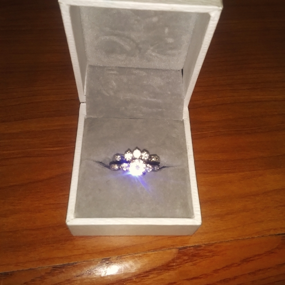 Princess cut engagement ring band set